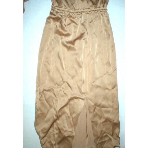 New Womens Designer Michael Kors Collection Italy Dress Long 4 Tan Beige Silky - Picture 8 of 11